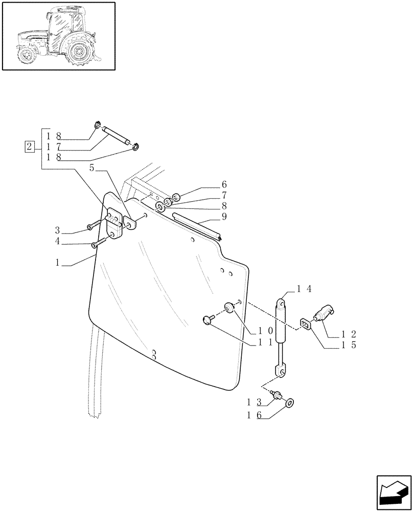 Схема запчастей Case IH JX1095N - (1.92.97[01]) - CAB - HINGED WINDSHIELD, FRONT WINDOW AND RELEVANT PARTS (10) - OPERATORS PLATFORM/CAB