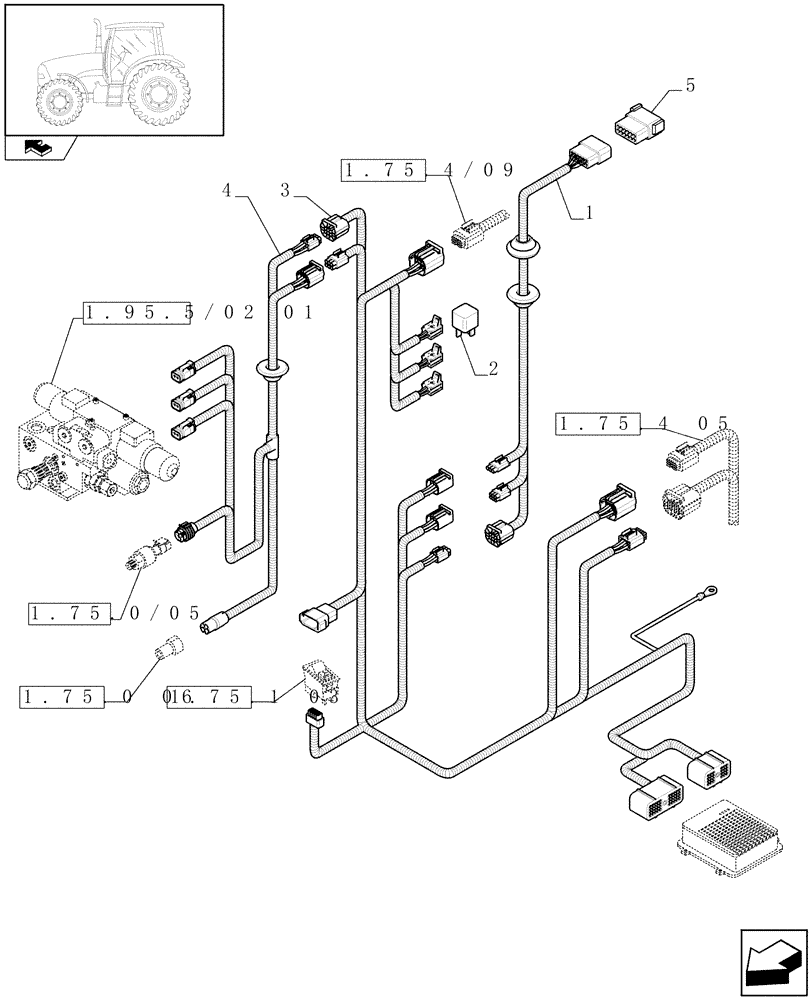 Схема запчастей Case IH PUMA 165 - (1.75.4/14[01A]) - (VAR.190-330) AUTO GUIDANCE SYSTEM READY - CABLES - D6831 (06) - ELECTRICAL SYSTEMS