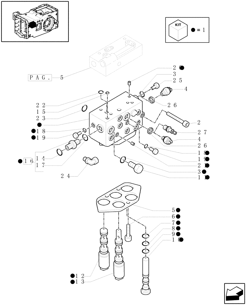 Схема запчастей Case IH MAXXUM 110 - (1.80.7[03]) - PTO CLUTCH FOR 12X12 TRANSMISSION WITH CREEPER - CONTROL VALVE AND RELEVANT PARTS (07) - HYDRAULIC SYSTEM