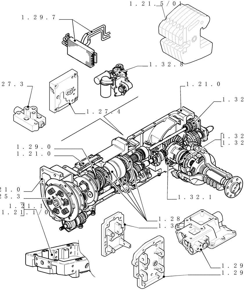 Схема запчастей Case IH MXU115 - (SEC. 03[01]) - TRANSMISSION (00) - GENERAL