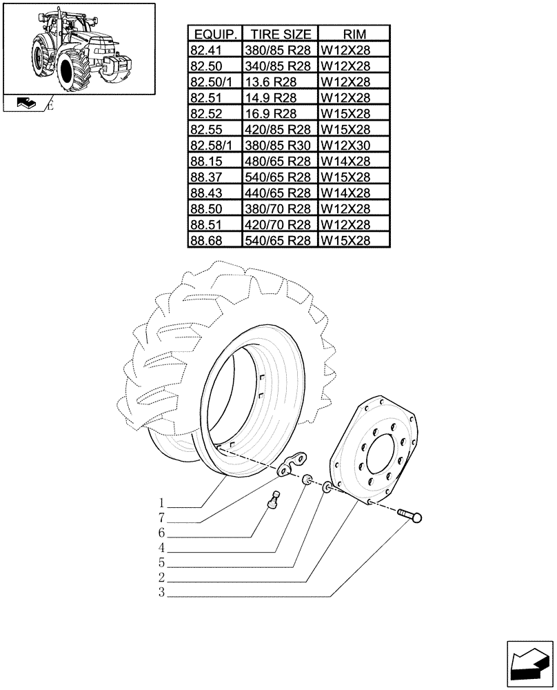 Схема запчастей Case IH MAXXUM 140 - (82.00[05]) - FRONT WHEELS (11) - WHEELS/TRACKS