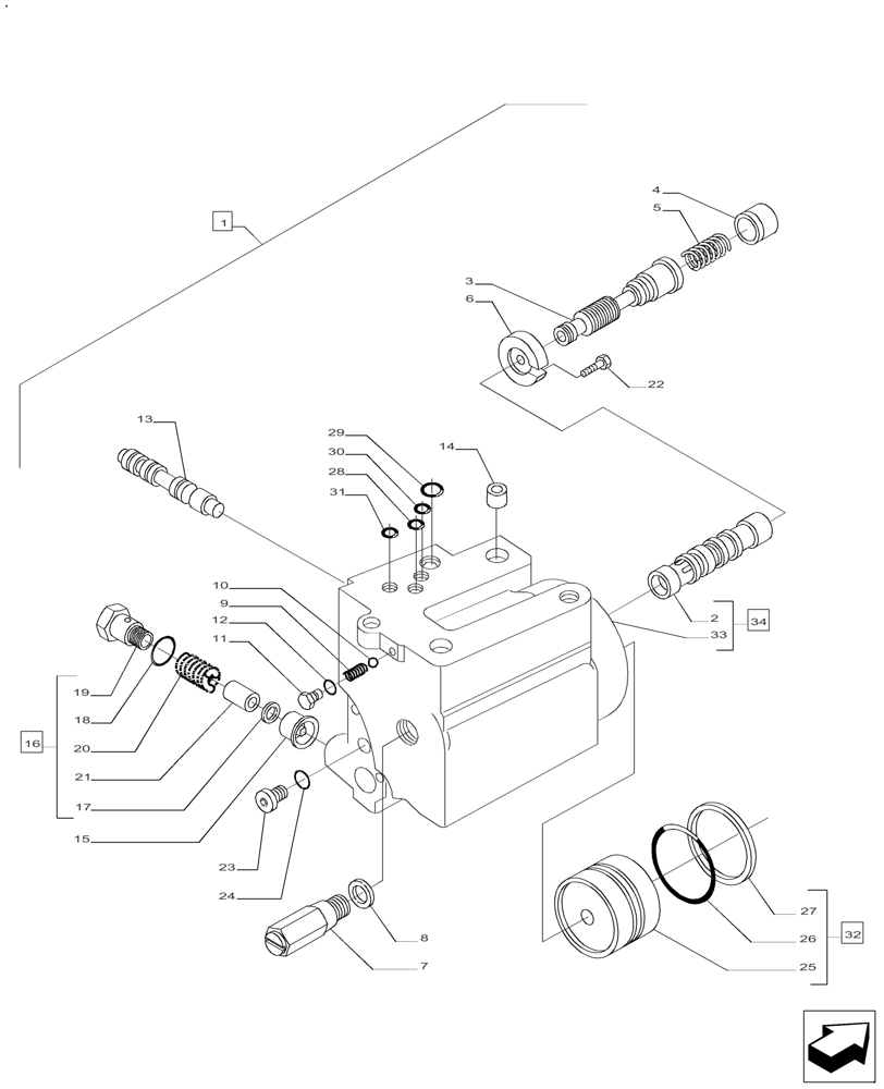 Схема запчастей Case IH FARMALL 110A - (35.114.AA) - HYDRAULIC LIFT CYLINDER (35) - HYDRAULIC SYSTEMS