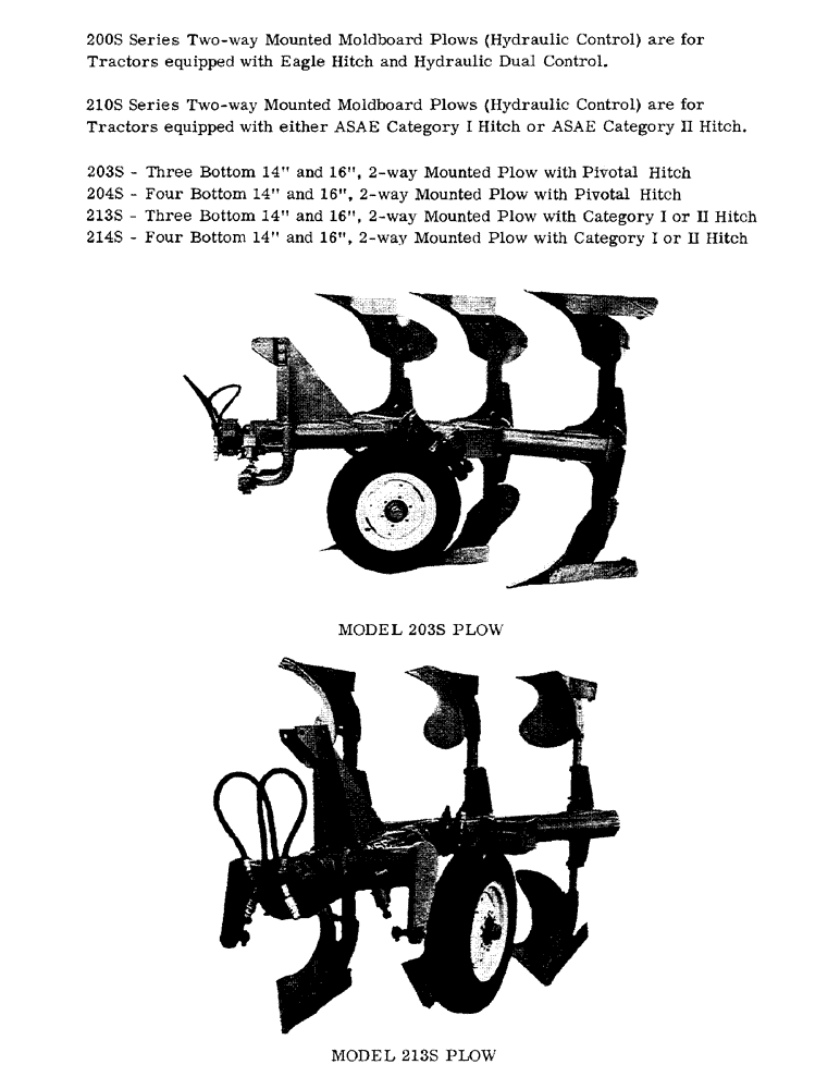 Схема запчастей Case IH 214S - (01) - MODEL 203S PLOW, MODEL 213S PLOW 