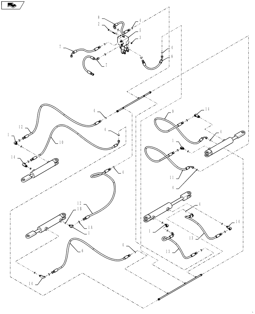 Схема запчастей Case IH 4420 - (06-002) - HYDRAULIC GROUP, STANDARD AXLE Hydraulic Plumbing
