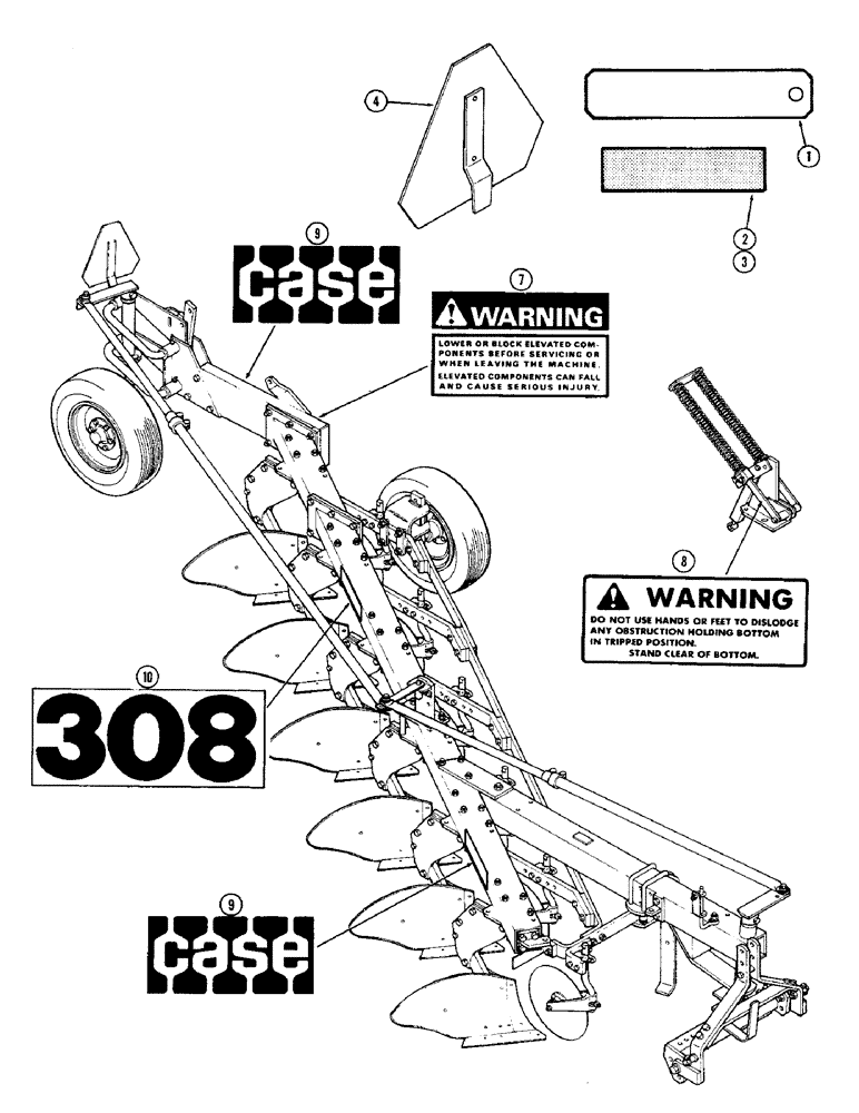 Схема запчастей Case IH 308 - (52) - REFLECTORS AND SLOW MOVING VEHICLE SYMBOL 