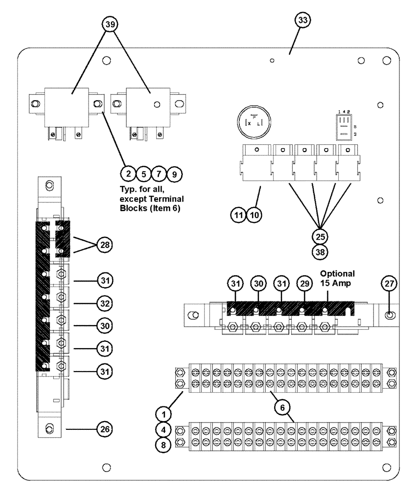 Схема запчастей Case IH FLX4330 - (08-003) - ELECTRICAL PANEL ASSEMBLY (06) - ELECTRICAL