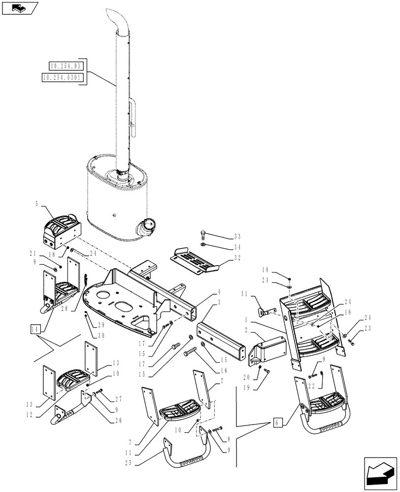 Схема запчастей Case IH PUMA 185 - (90.114.0101) - ABS SYSTEM - FOOT STEP (VAR.743922) (90) - PLATFORM, CAB, BODYWORK AND DECALS