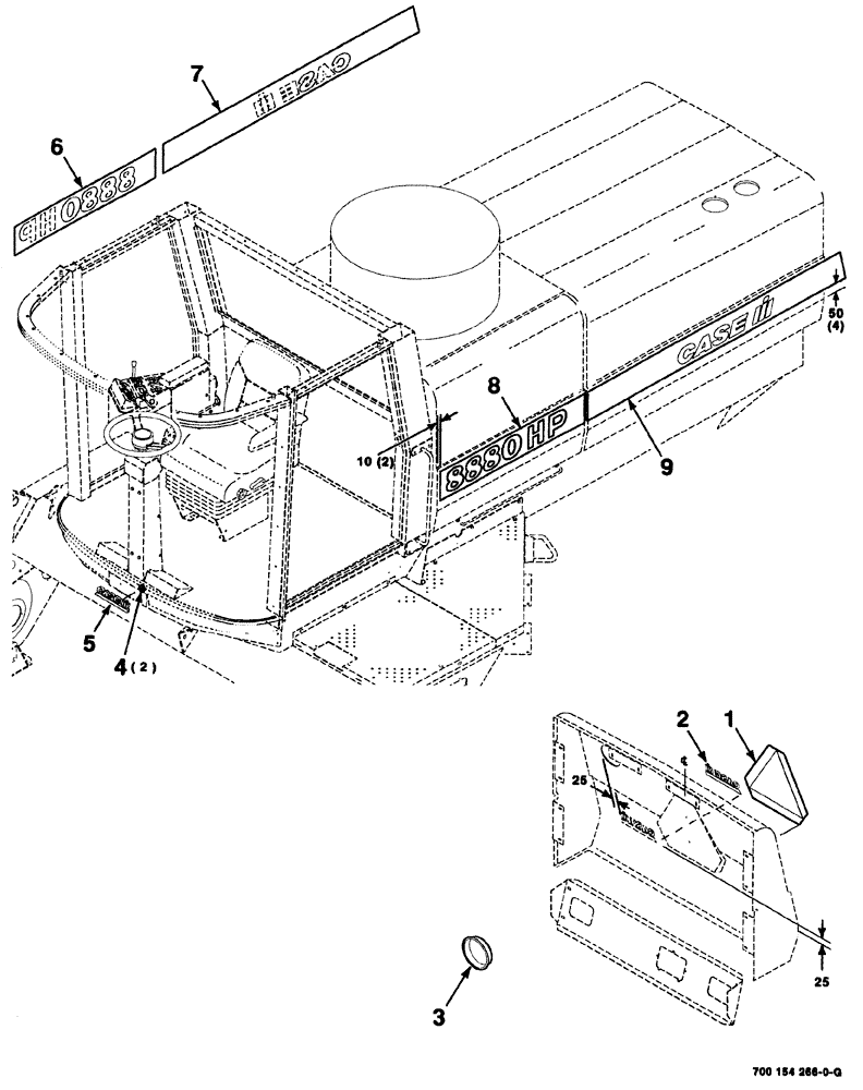 Схема запчастей Case IH 8880 - (09-004) - DECALS AND LOCATION DIAGRAM (8880HP) (90) - PLATFORM, CAB, BODYWORK AND DECALS