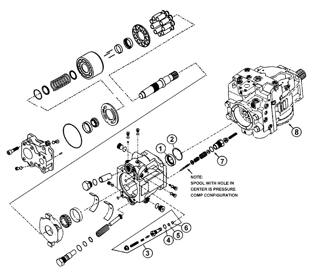 Схема запчастей Case IH 438 - (07-006) - PUMP, HYD-SERIES 45, CW, 14T Hydraulic Components