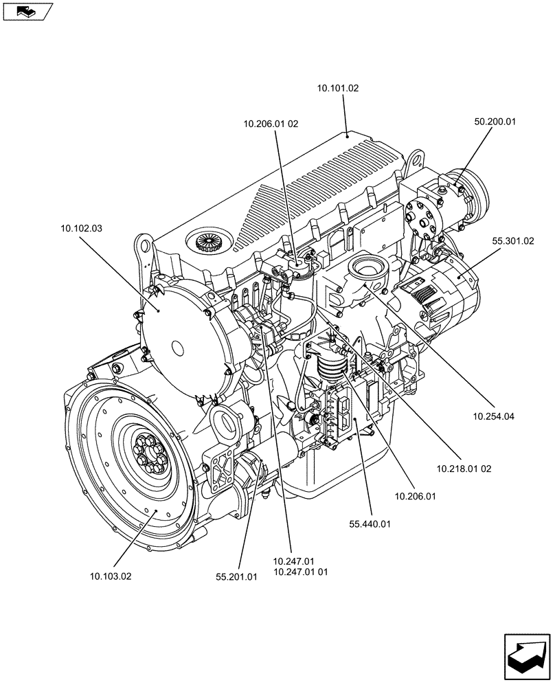 Схема запчастей Case IH F2CFE614E A004 - (10.000.01[02]) - PICTORIAL INDEX - ENGINE (5801530971) (10) - ENGINE