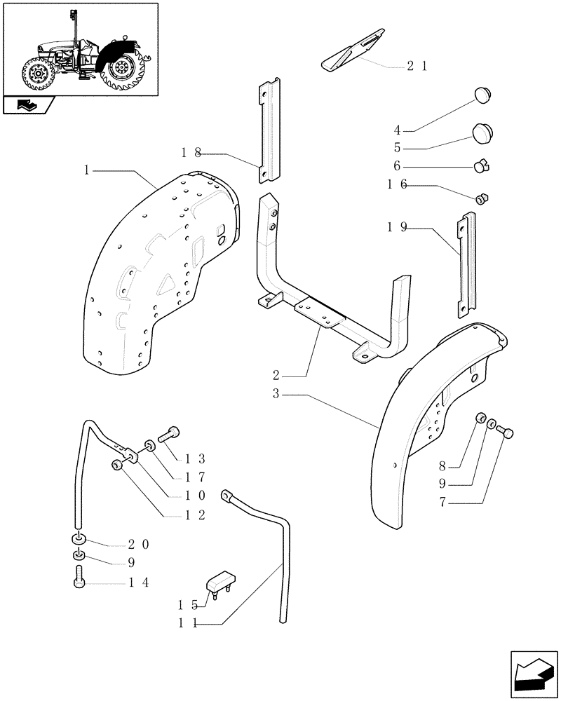 Схема запчастей Case IH FARMALL 85C - (1.92.87[02]) - MUDGUARDS AND FOOTBOARDS - L/CAB (10) - OPERATORS PLATFORM/CAB