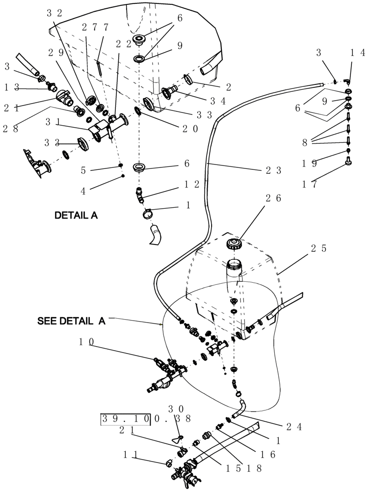 Схема запчастей Case IH 160 - (39.100.47) - OPTION - RINSE TANK (39) - FRAMES AND BALLASTING