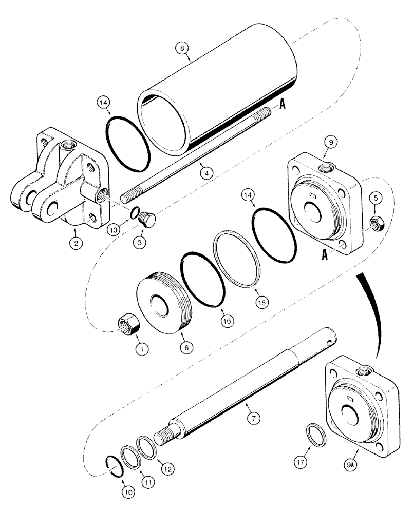 Схема запчастей Case IH 501 - (8-15) - WING LIFT CYLINDER, 1255245C92 (08) - HYDRAULICS