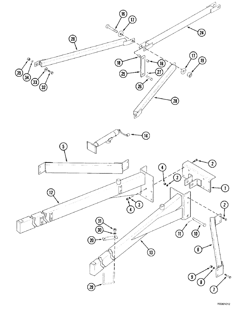 Схема запчастей Case IH 5800 - (9-78) - LEVEL LIFT HITCH, BRACES AND BEAMS, FLAT FOLD (09) - CHASSIS/ATTACHMENTS