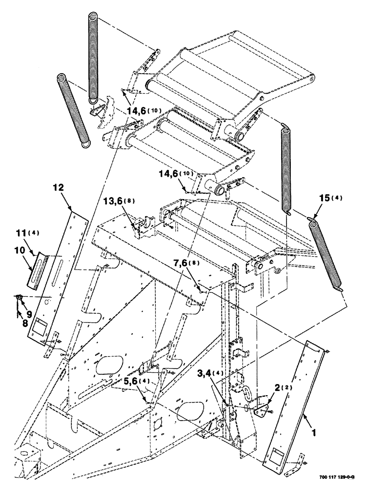 Схема запчастей Case IH 8420 - (06-12) - ROLLER TIGHTENER MOUNTING ASSEMBLY (UPPER AND LOWER) (14) - BALE CHAMBER