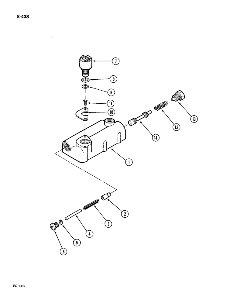 Схема запчастей Case IH 585 - (8-438) - REGULATOR VALVE, 2 SPEED POWER SHIFT, P.I.N. 18001 AND AFTER (08) - HYDRAULICS