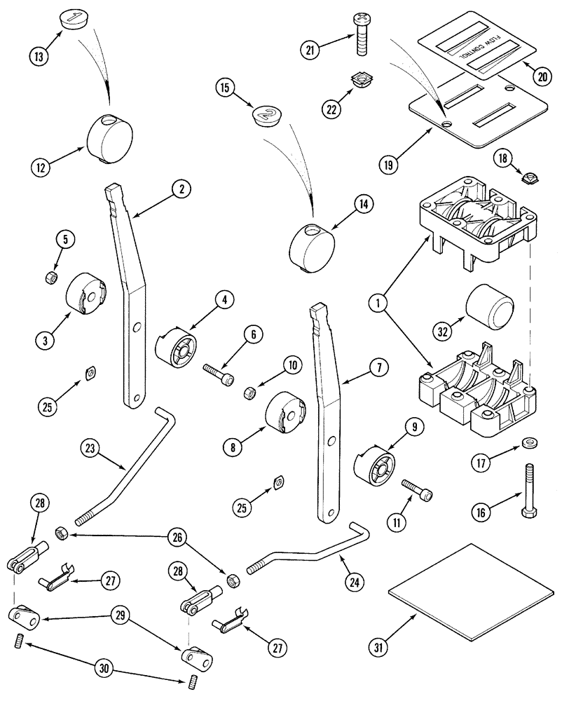 Схема запчастей Case IH 5130 - (8-042) - INTERIOR REMOTE FLOW CONTROLS, CAB VERSION (08) - HYDRAULICS