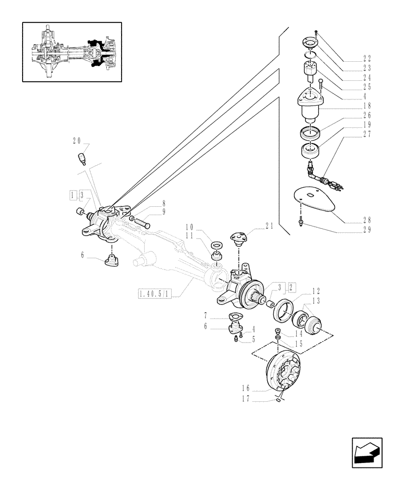 Схема запчастей Case IH MXM155 - (1.40.5/02[02A]) - (VAR.452/1) 4WD FRONT AXLE WITH SUSPENSIONS,BRAKE, TERRALOCK - SPS - STEERING PIVOT PINS - D5196 (04) - FRONT AXLE & STEERING