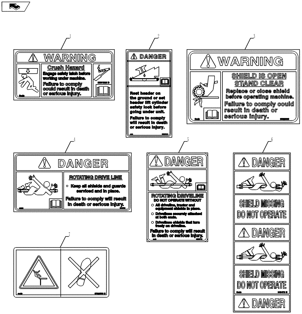Схема запчастей Case IH 3020-20 - (90.108.03) - DECALS - CAUTION, WARNING, AND DANGER (90) - PLATFORM, CAB, BODYWORK AND DECALS