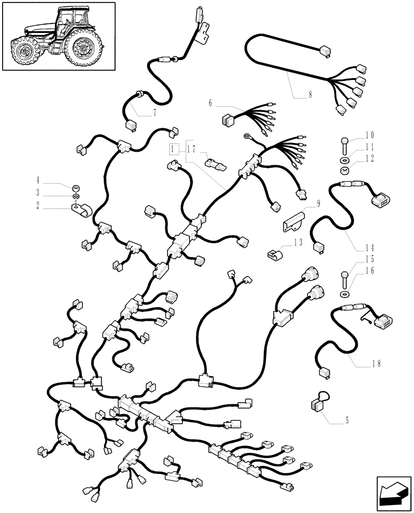 Схема запчастей Case IH MXM120 - (1.75.4[01]) - ELECTRICAL SYSTEM CABLES - C5443 (06) - ELECTRICAL SYSTEMS