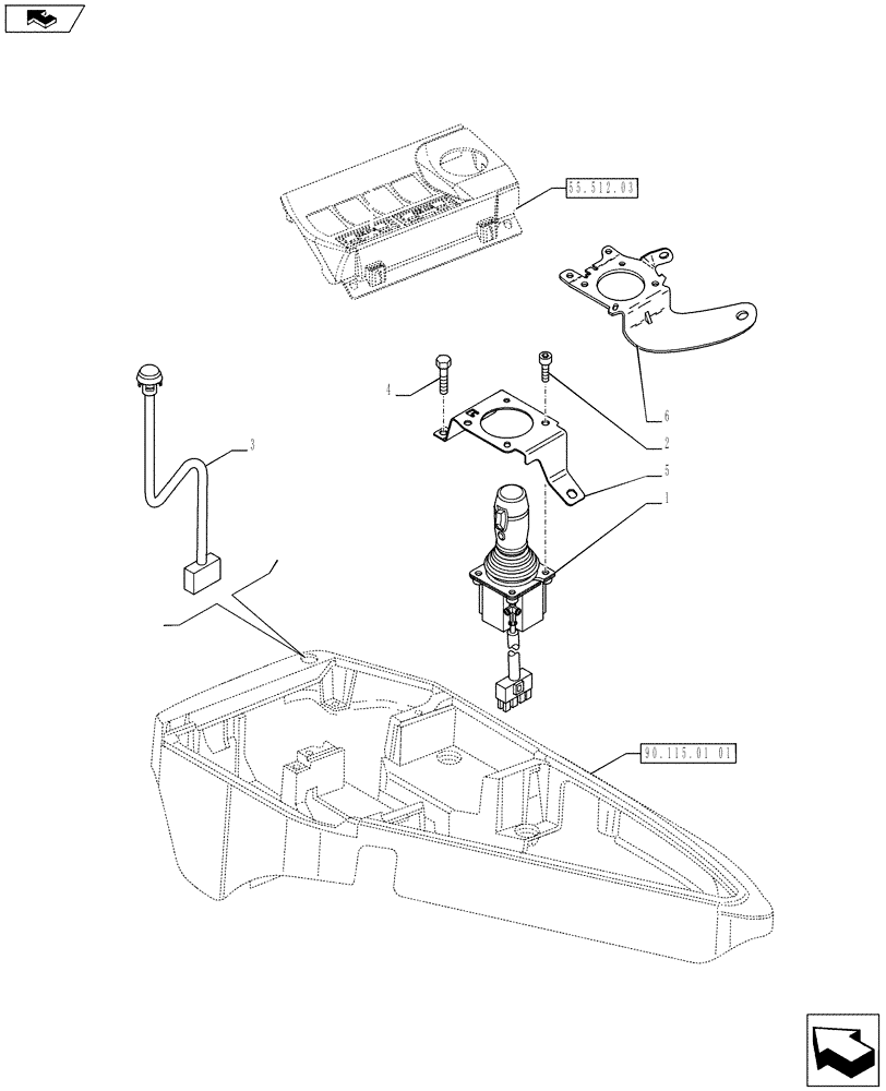 Схема запчастей Case IH PUMA 170 - (55.512.0501) - ELECTRONIC JOYSTICK WITH PROPORTIONAL SIMULTANEOUS CONTROL OF 3RD VALVE - JOYSTICK (VAR.743121) (55) - ELECTRICAL SYSTEMS