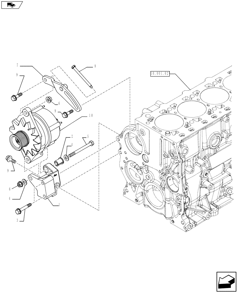 Схема запчастей Case IH SV250 - (55.301.02) - ENGINE, ALTERNATOR MOUNTING (504388098) (55) - ELECTRICAL SYSTEMS
