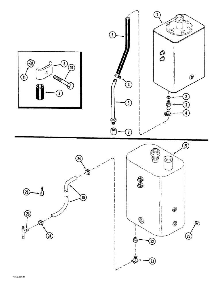 Схема запчастей Case IH 1660 - (8-006) - HYDRAULIC RESERVOIR DRAIN, PRIOR TO P.I.N. JJC0103800 (07) - HYDRAULICS