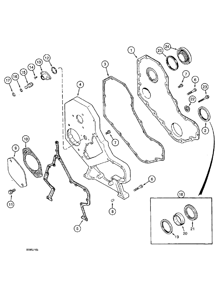 Схема запчастей Case IH 1644 - (2-14) - FRONT GEAR COVER, 6TA-590 ENGINE (01) - ENGINE