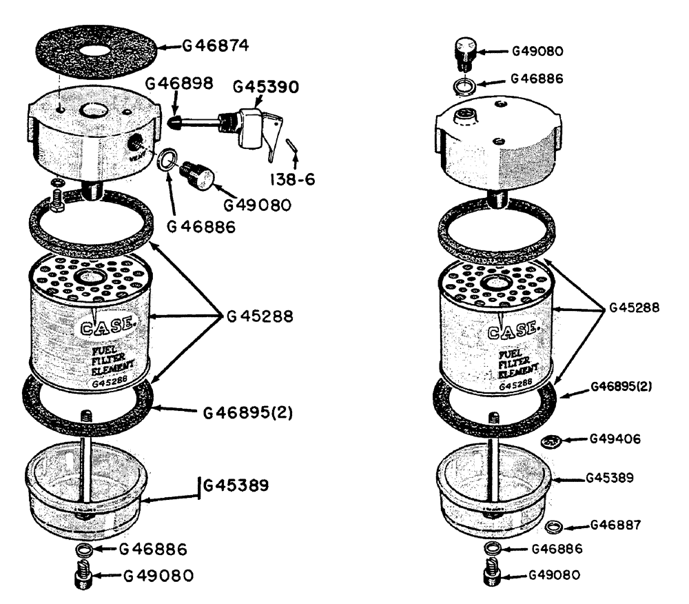 Схема запчастей Case IH 630 - (037) - PARTS FOR G45254 AND G45316 FILTERS (03) - FUEL SYSTEM