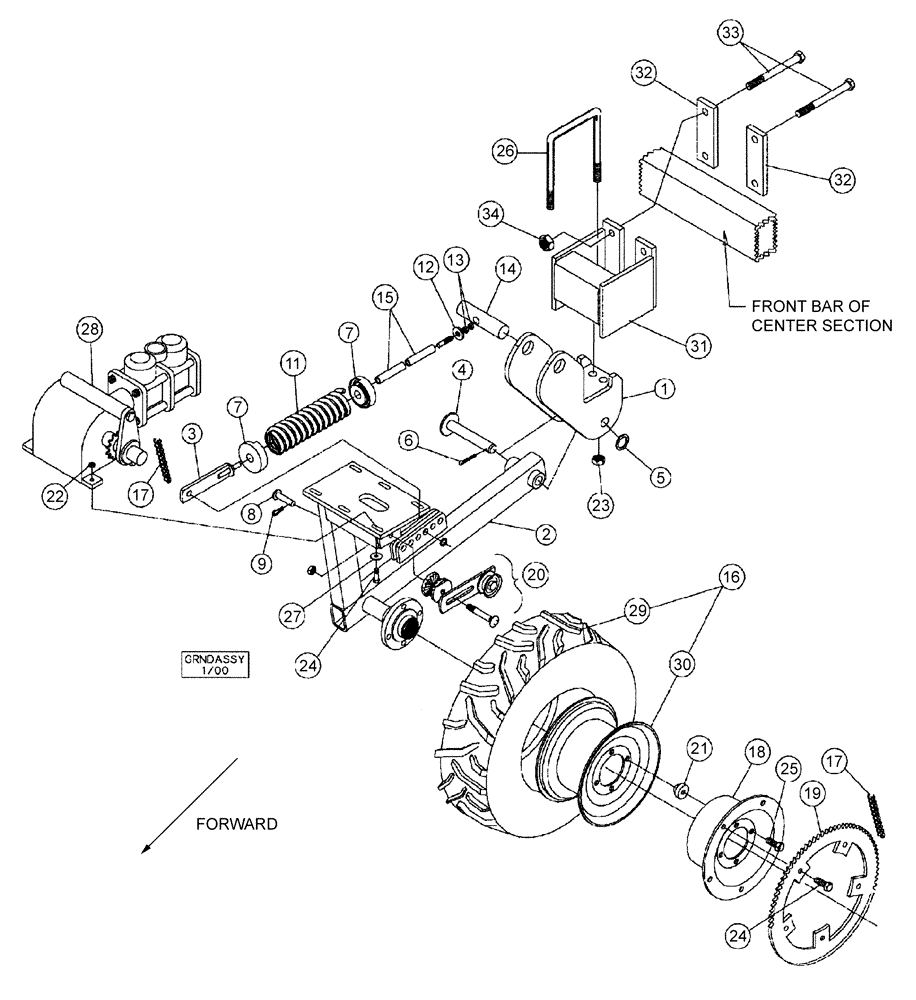 Схема запчастей Case IH 2800-16 - (75.200.01) - GROUND DRIVE (09) - CHASSIS/ATTACHMENTS