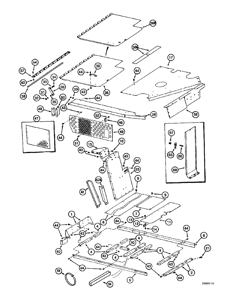 Схема запчастей Case IH 2188 - (9H-02) - ENGINE SHIELD AND SERVICE DECK (12) - CHASSIS