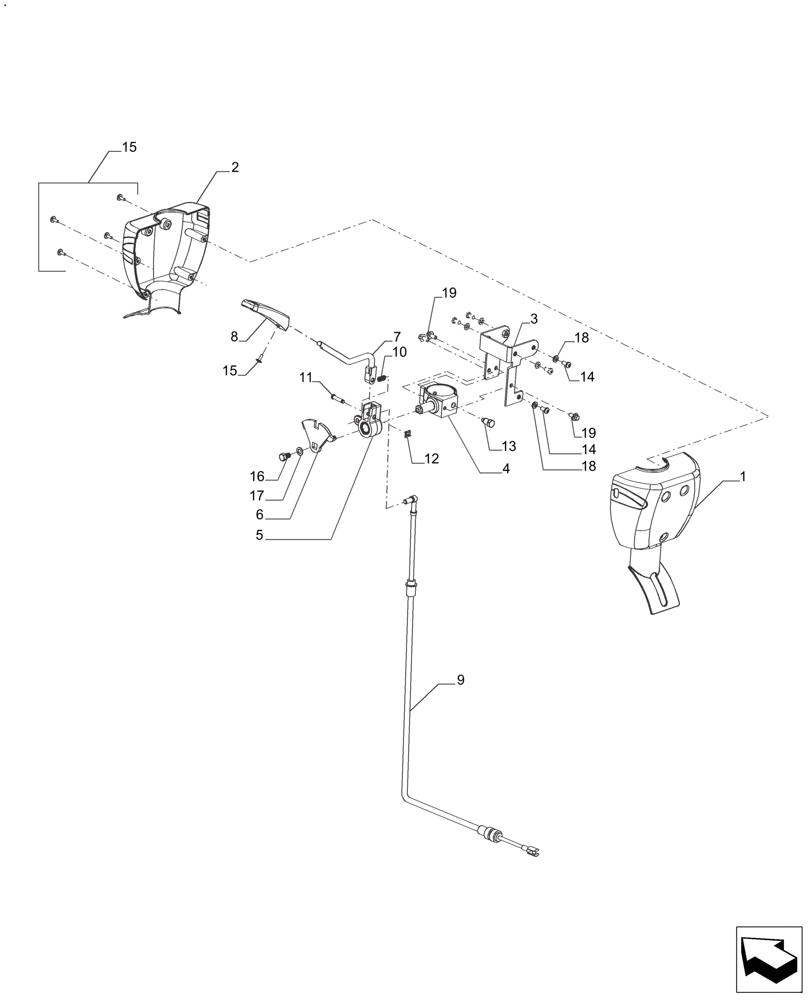 Схема запчастей Case IH FARMALL 125A - (21.130.BC[03]) - FORWARD REVERSE CONTROL 8+8 PS, 16+8 PS - CAB & 8+8 W/SYNCH MECH REV (21) - TRANSMISSION