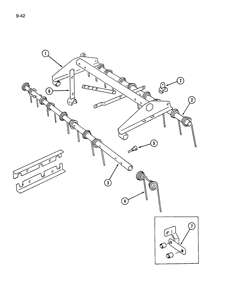 Схема запчастей Case IH 365 - (9-42) - MULCHER, TWO BAR COIL TINE, HEAVY DUTY, FRAME AND TOOTH BAR, MACHINES BUILT PRIOR TO P.I.N. 10371 (09) - CHASSIS/ATTACHMENTS