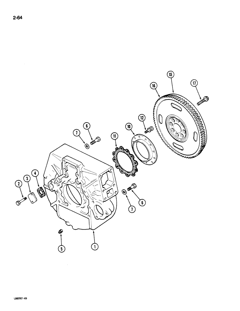 Схема запчастей Case IH STEIGER - (2-064) - FLYWHEEL AND HOUSING, L-10 ENGINE (02) - ENGINE