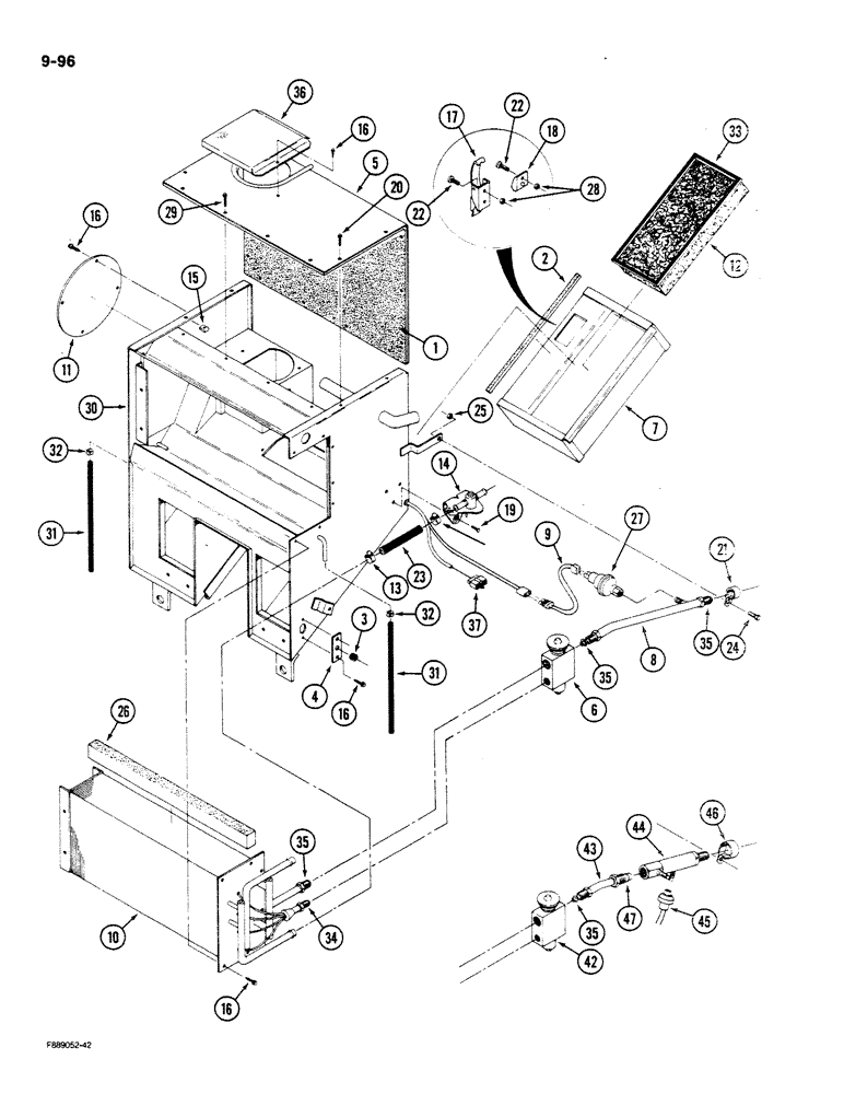 Схема запчастей Case IH STEIGER - (9-096) - AIR CONDITIONER AND HEATER MODULE, EXTERNAL COMPONENTS, CAB (09) - CHASSIS/ATTACHMENTS