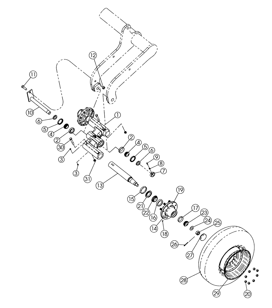Схема запчастей Case IH 330 TRUE-TANDEM - (44.100.01[01]) - MAIN FRAME ROCKSHAFT TANDEM 8-BOLT PARTS (44) - WHEELS