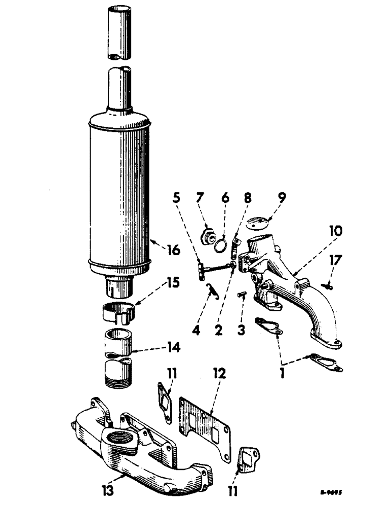 Схема запчастей Case IH 300 - (063) - DIESEL ENGINE, MANIFOLD AND EXHAUST MUFFLER (01) - ENGINE