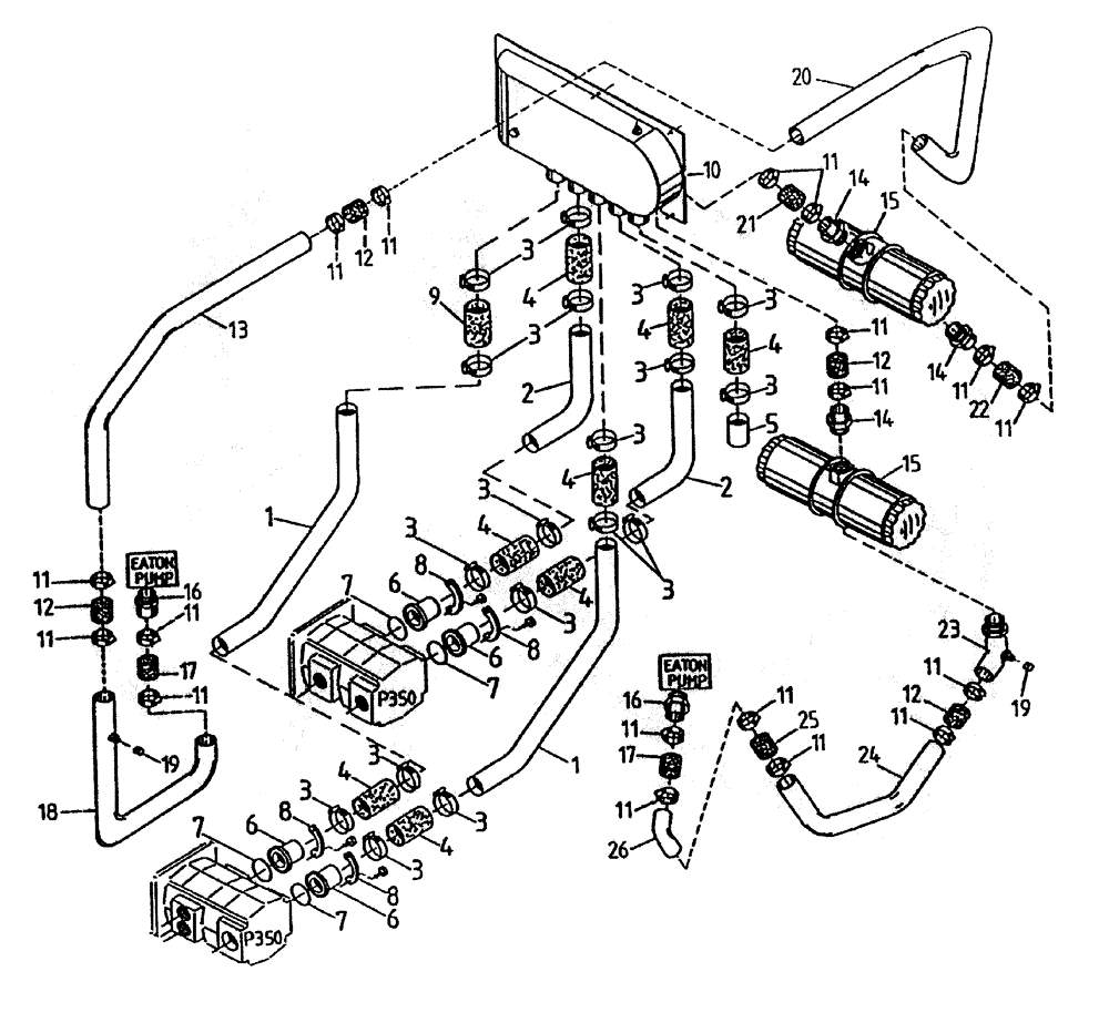 Схема запчастей Case IH 7700 - (B05-35A) - HYDRAULIC SUCTION LINES (TANDEM TRANSMISSION), (L10 PRIMARY Hydraulic Components & Circuits