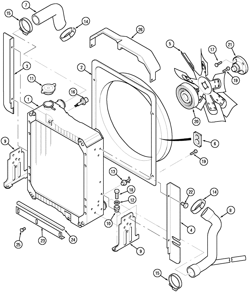 Схема запчастей Case IH MX90C - (02-02) - RADIATOR AND CONNECTIONS (02) - ENGINE