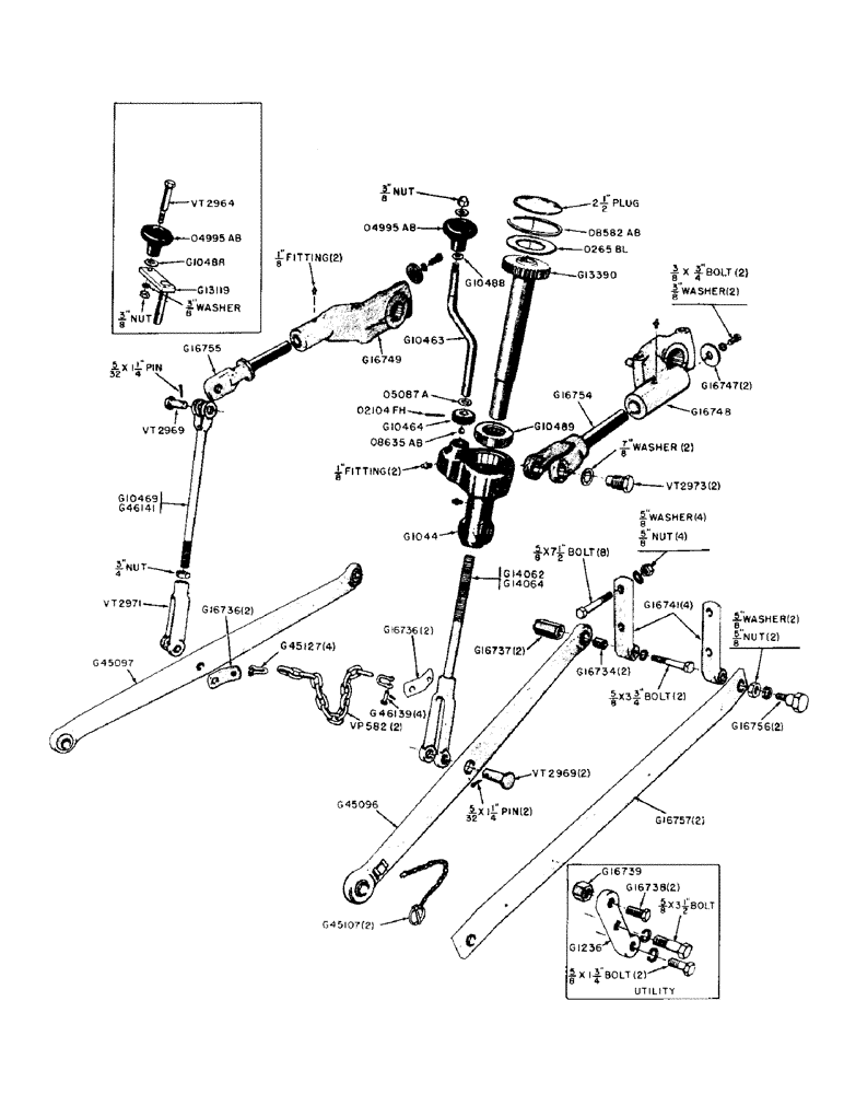 Схема запчастей Case IH 300-SERIES - (164) - THREE-POINT HITCH, SWINGING DRAFT ARMS (09) - CHASSIS