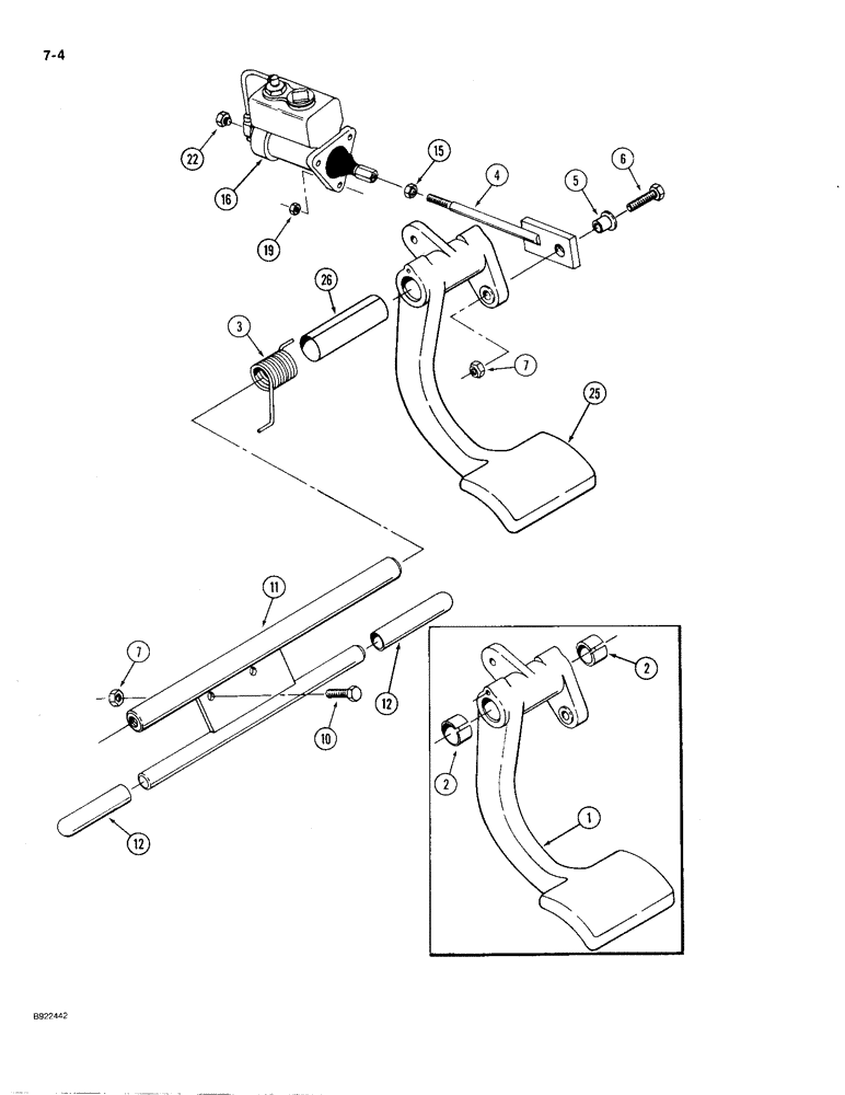 Схема запчастей Case IH 9210 - (7-004) - BRAKE CONTROLS, PRIOR TO P.I.N. JCB0028217, IF EQUIPPED (07) - BRAKES