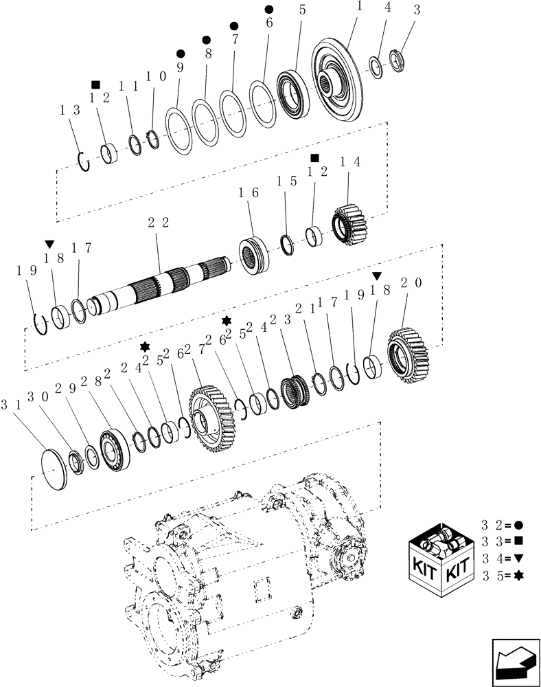Схема запчастей Case IH 9010 - (66.260.25[02]) - TRANSFER SHAFT & GEARS, ROTOR GEARBOX - 9010 (66) - THRESHING