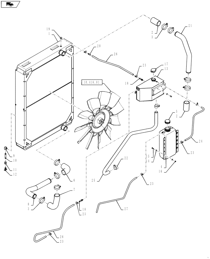 Схема запчастей Case IH TITAN 4030 - (10.406.01) - RADIATOR AND COMPONENTS (10) - ENGINE