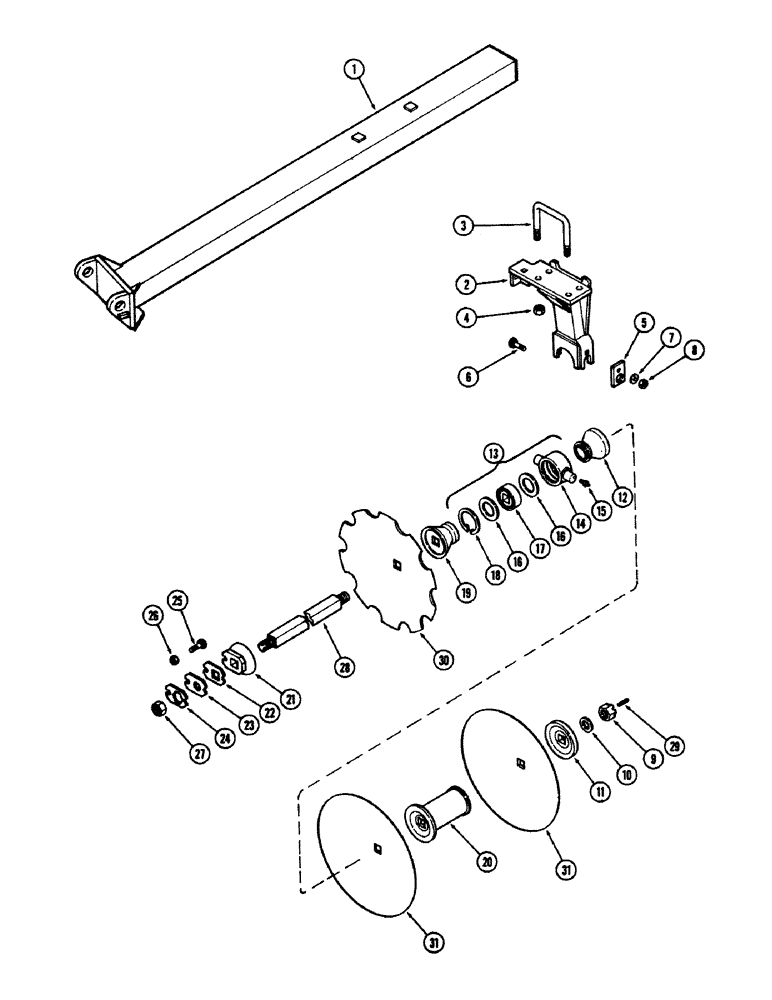 Схема запчастей Case IH E30 - (050) - REAR LEFT WING GANG, 9 INCH (228.6 MM) SPACING, MODEL 9-360 
