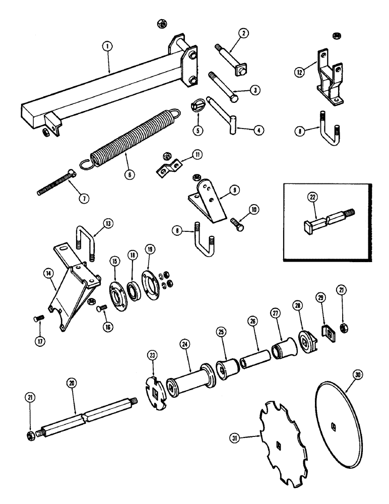 Схема запчастей Case IH F21 - (050) - 7 BLADE WING GANG, REAR RIGHT, 7 INCH SPACING, F21, F21-7-242, 256 & F21-0-242,256 