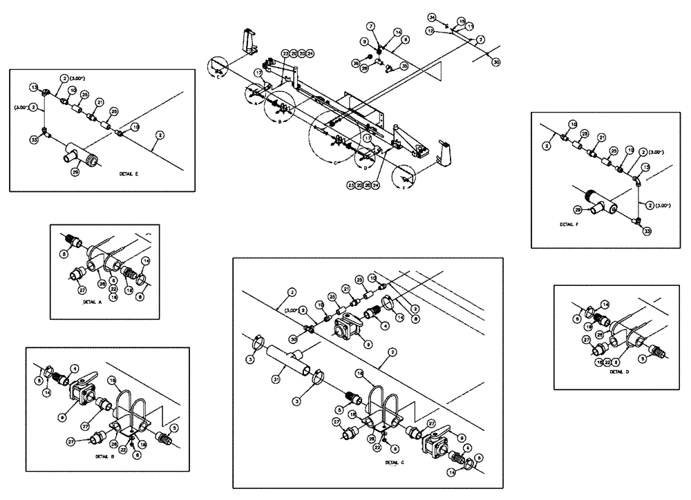 Схема запчастей Case IH FLX610 - (05-001) - LIQUID RECOVERY 70’/30" Liquid Plumbing