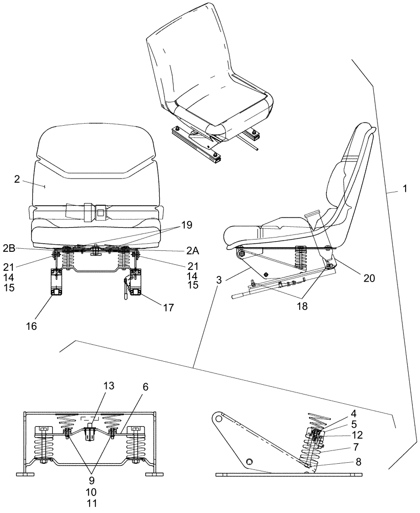 Схема запчастей Case IH D35 - (10.09) - SEAT ASSY (10) - OPERATORS PLATFORM/CAB