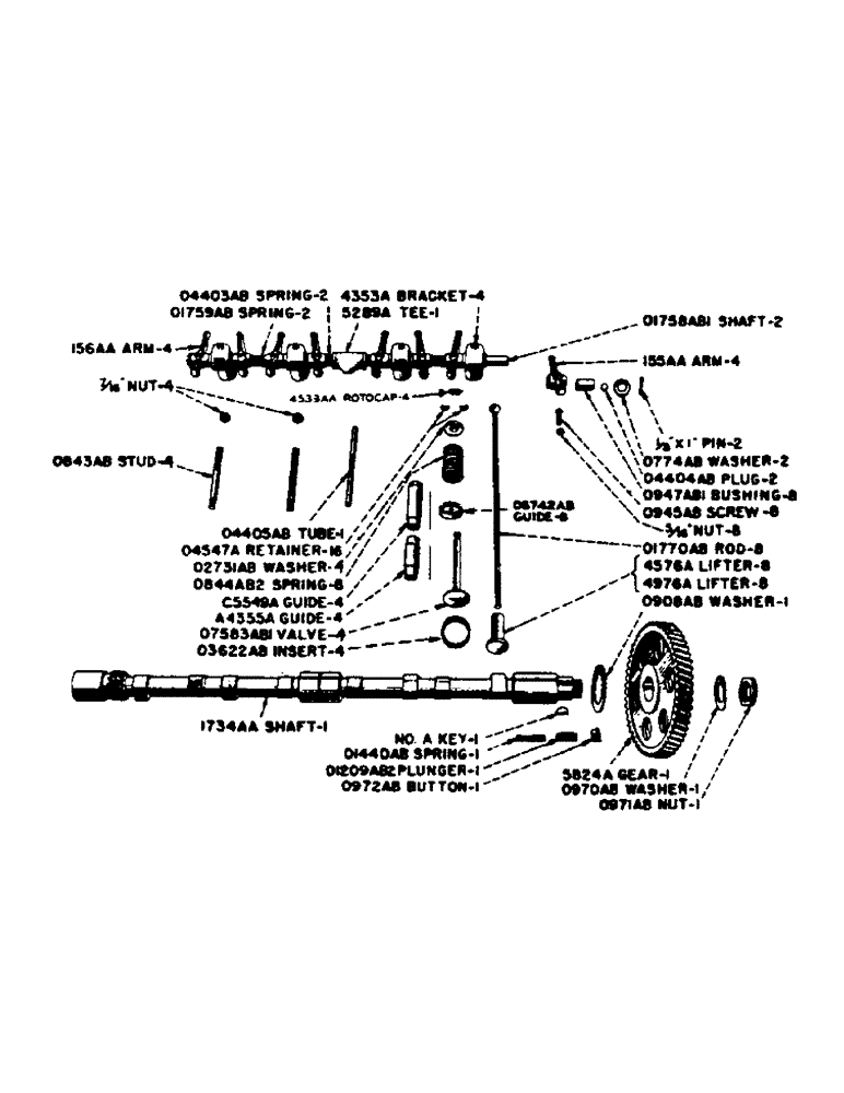 Схема запчастей Case IH DC-SERIES - (013) - VALVES, PUSH RODS AND CAMSHAFT, D, DC, DO, DV (02) - ENGINE