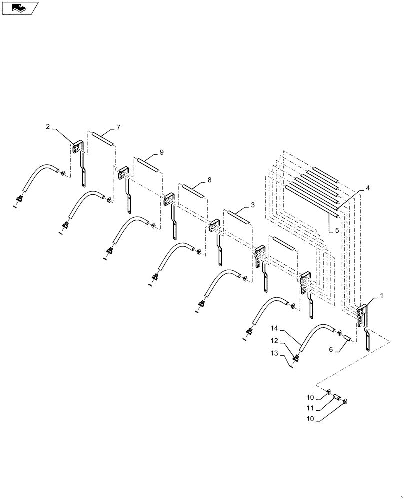 Схема запчастей Case IH 1250 - (80.150.28[02]) - BULK FILL - LH SEED HOSE - 24 ROW, ROW 1 - 7, MODEL YEAR 2011 (80) - CROP STORAGE/UNLOADING