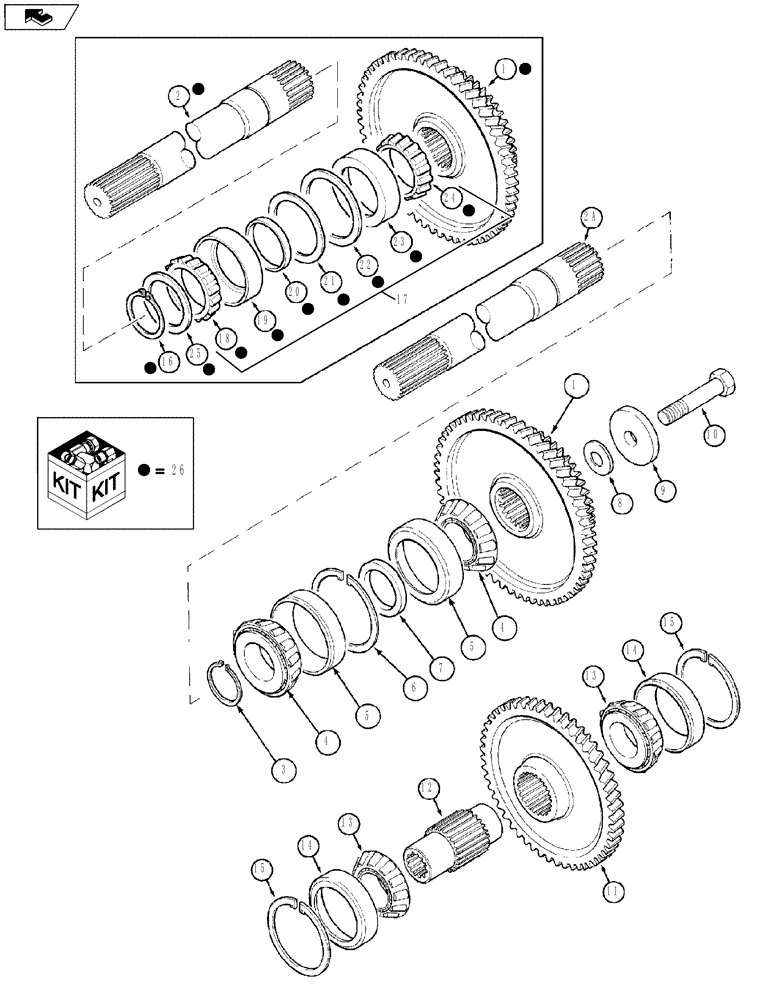 Схема запчастей Case IH MX120 - (06-26) - P.T.O. AND OIL PUMP DRIVE (06) - POWER TRAIN